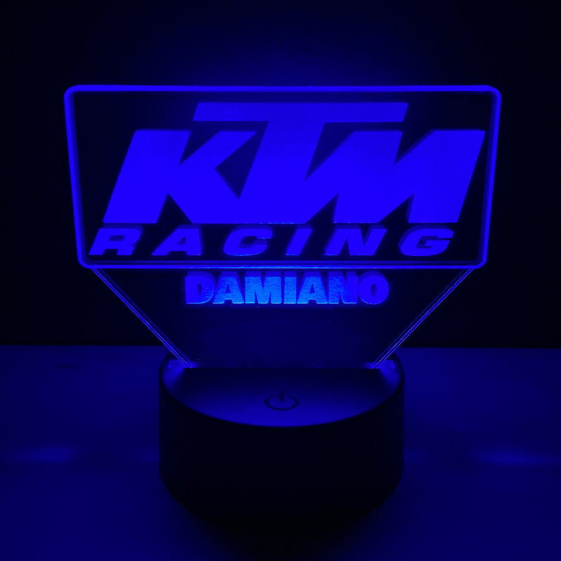 Lampada LED KTM Racing Personalizzata con Nome – Idea Regalo MotoGP