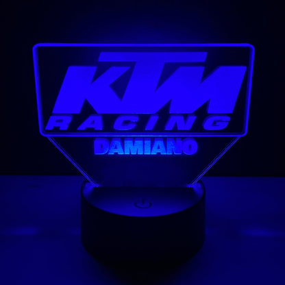 Lampada LED KTM Racing Personalizzata con Nome – Idea Regalo MotoGP