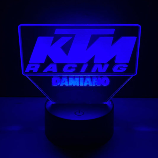 Lampada LED KTM Racing Personalizzata con Nome – Idea Regalo MotoGP