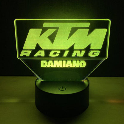 Lampada LED KTM Racing Personalizzata con Nome – Idea Regalo MotoGP