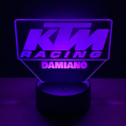 Lampada LED KTM Racing Personalizzata con Nome – Idea Regalo MotoGP