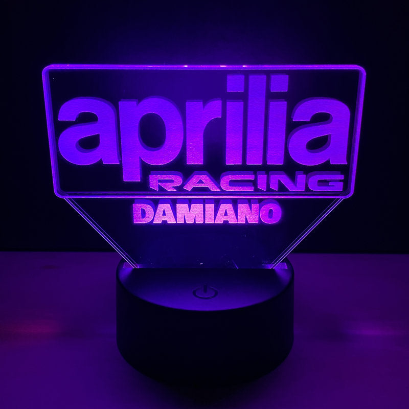 Lampada LED Aprilia Racing Personalizzata con Nome – Idea Regalo MotoGP