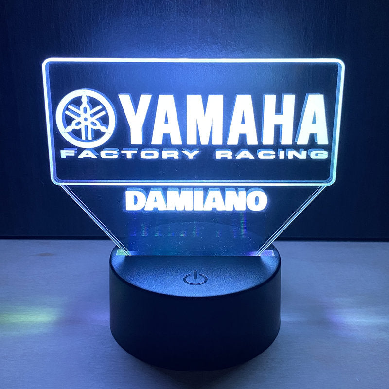 Lampada LED Yamaha Racing Personalizzata con Nome – Idea Regalo MotoGP