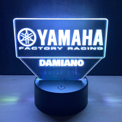 Lampada LED Yamaha Racing Personalizzata con Nome – Idea Regalo MotoGP