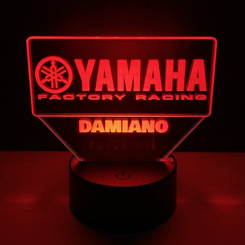 Lampada LED Yamaha Racing Personalizzata con Nome – Idea Regalo MotoGP