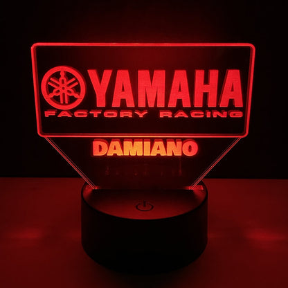 Lampada LED Yamaha Racing Personalizzata con Nome – Idea Regalo MotoGP