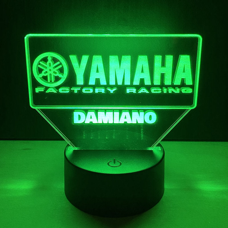 Lampada LED Yamaha Racing Personalizzata con Nome – Idea Regalo MotoGP