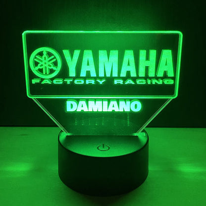 Lampada LED Yamaha Racing Personalizzata con Nome – Idea Regalo MotoGP
