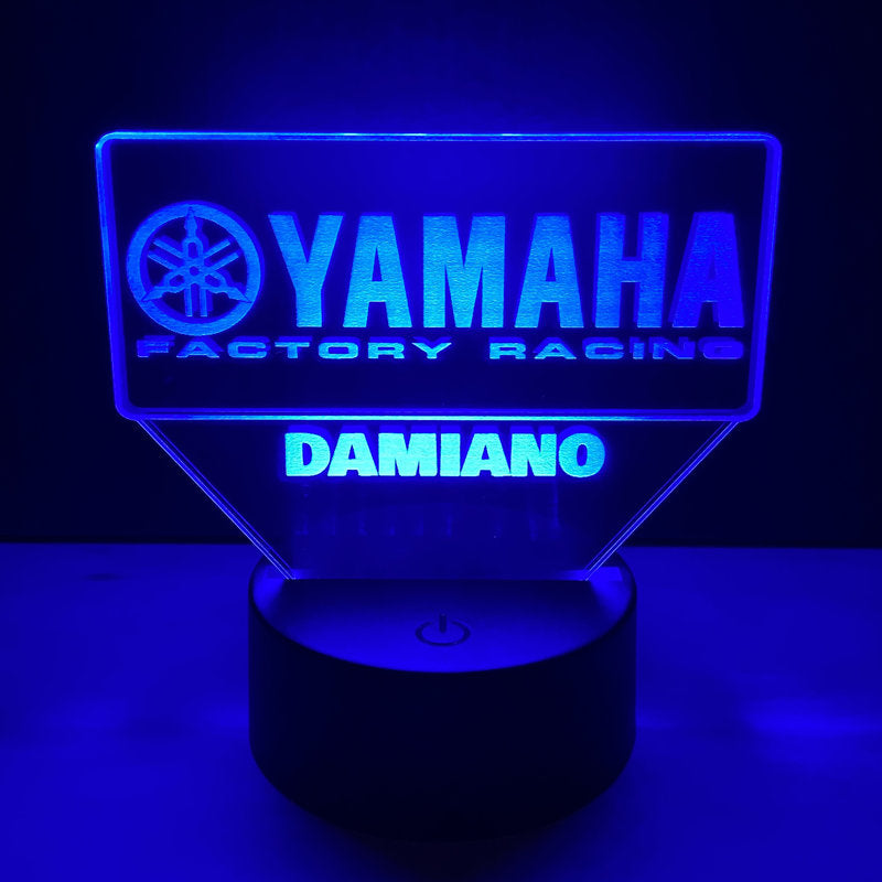 Lampada LED Yamaha Racing Personalizzata con Nome – Idea Regalo MotoGP