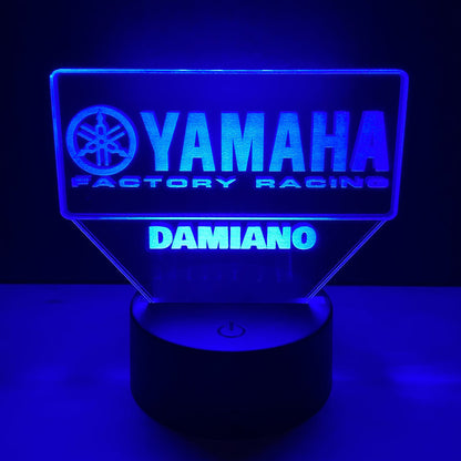 Lampada LED Yamaha Racing Personalizzata con Nome – Idea Regalo MotoGP