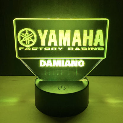 Lampada LED Yamaha Racing Personalizzata con Nome – Idea Regalo MotoGP