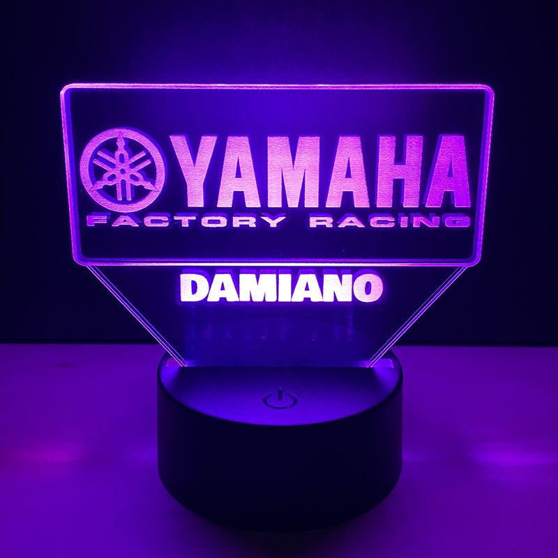Lampada LED Yamaha Racing Personalizzata con Nome – Idea Regalo MotoGP