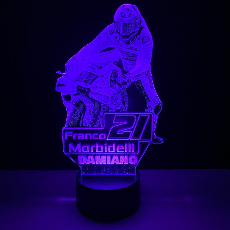 Lampada LED Franco Morbidelli Personalizzata con Nome – Idea Regalo MotoGP