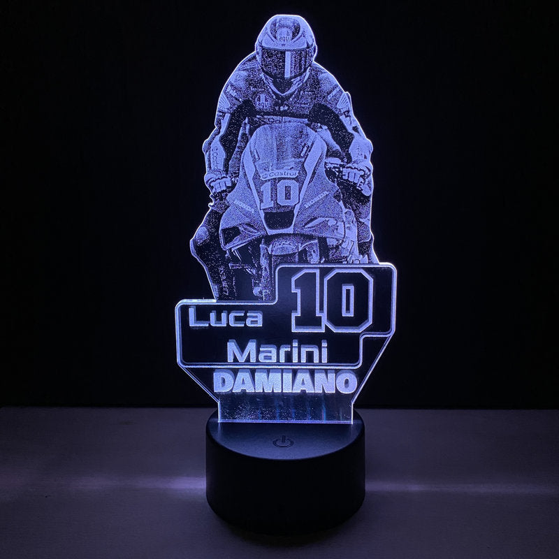 Lampada LED Luca Marini Personalizzata con Nome – Idea Regalo MotoGP