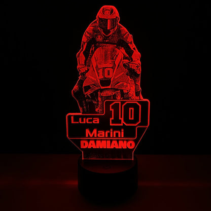Lampada LED Luca Marini Personalizzata con Nome – Idea Regalo MotoGP