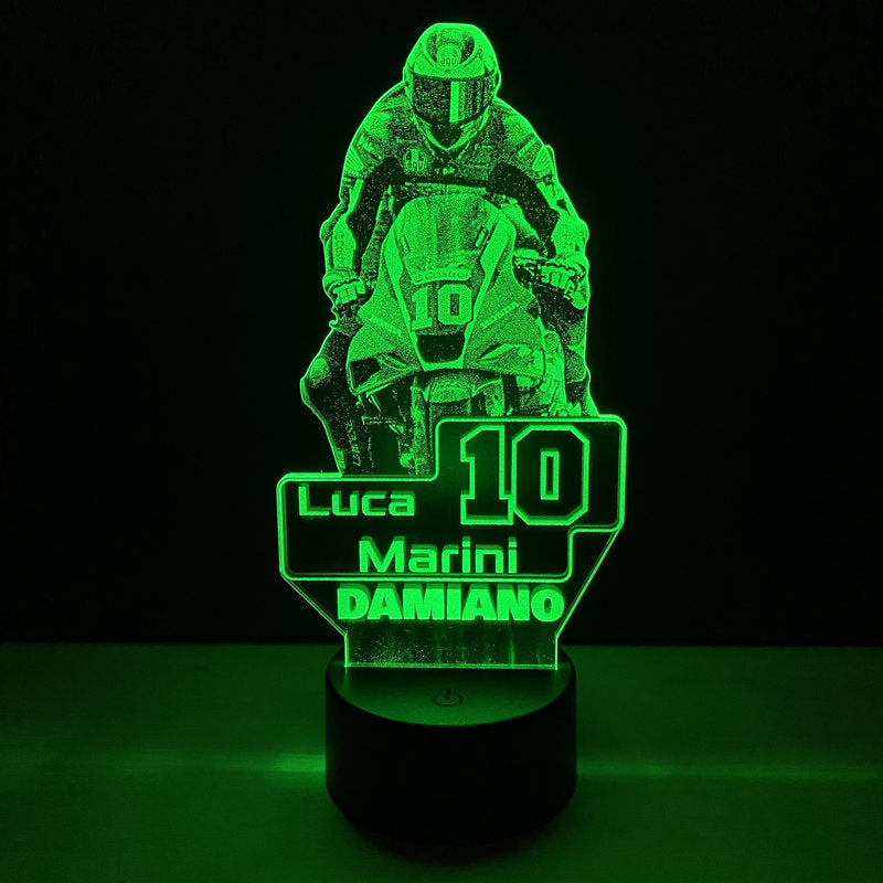 Lampada LED Luca Marini Personalizzata con Nome – Idea Regalo MotoGP