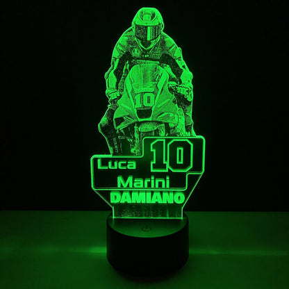 Lampada LED Luca Marini Personalizzata con Nome – Idea Regalo MotoGP
