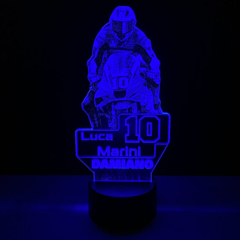 Lampada LED Luca Marini Personalizzata con Nome – Idea Regalo MotoGP