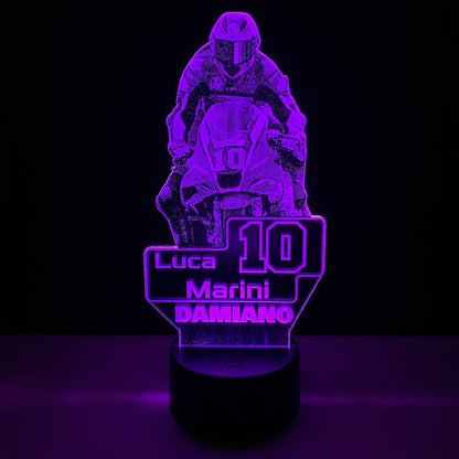 Lampada LED Luca Marini Personalizzata con Nome – Idea Regalo MotoGP