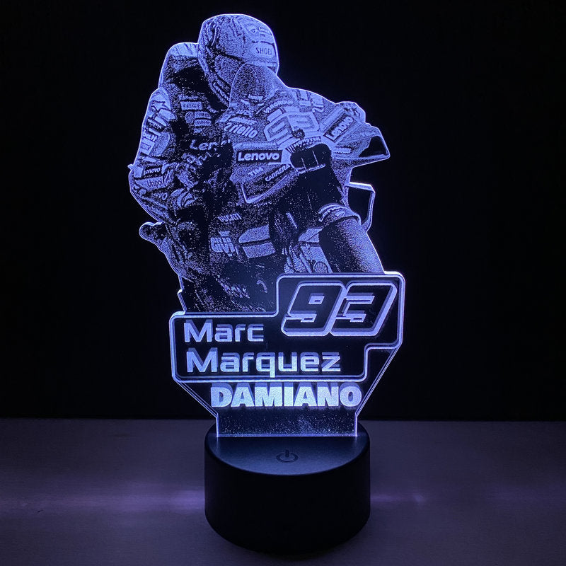 Lampada LED Marc Marquez Personalizzata con Nome – Idea Regalo MotoGP