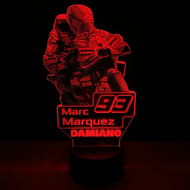 Lampada LED Marc Marquez Personalizzata con Nome – Idea Regalo MotoGP