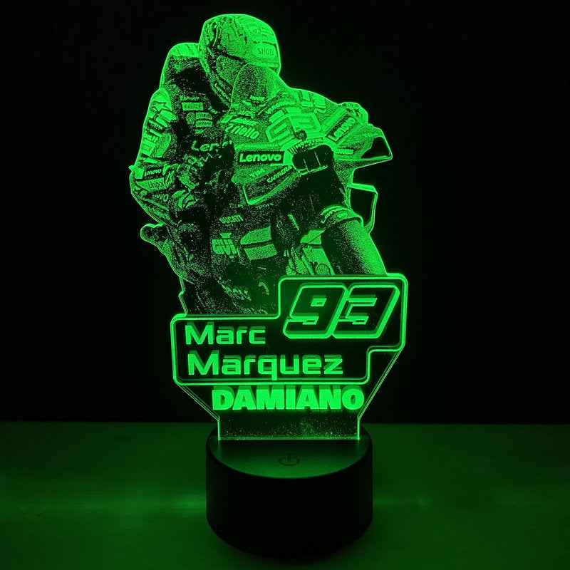 Lampada LED Marc Marquez Personalizzata con Nome – Idea Regalo MotoGP