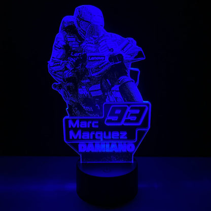 Lampada LED Marc Marquez Personalizzata con Nome – Idea Regalo MotoGP