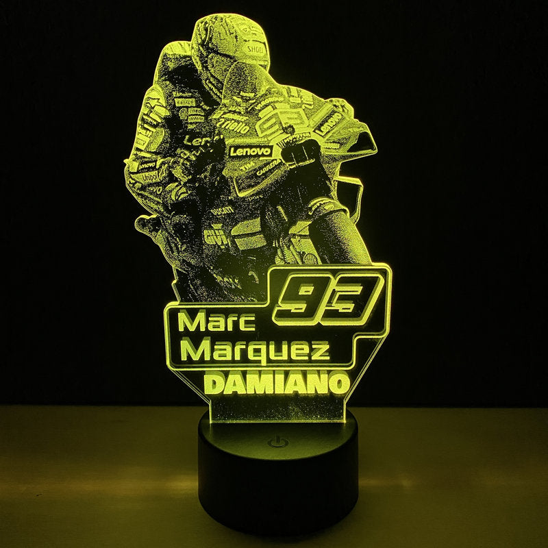 Lampada LED Marc Marquez Personalizzata con Nome – Idea Regalo MotoGP