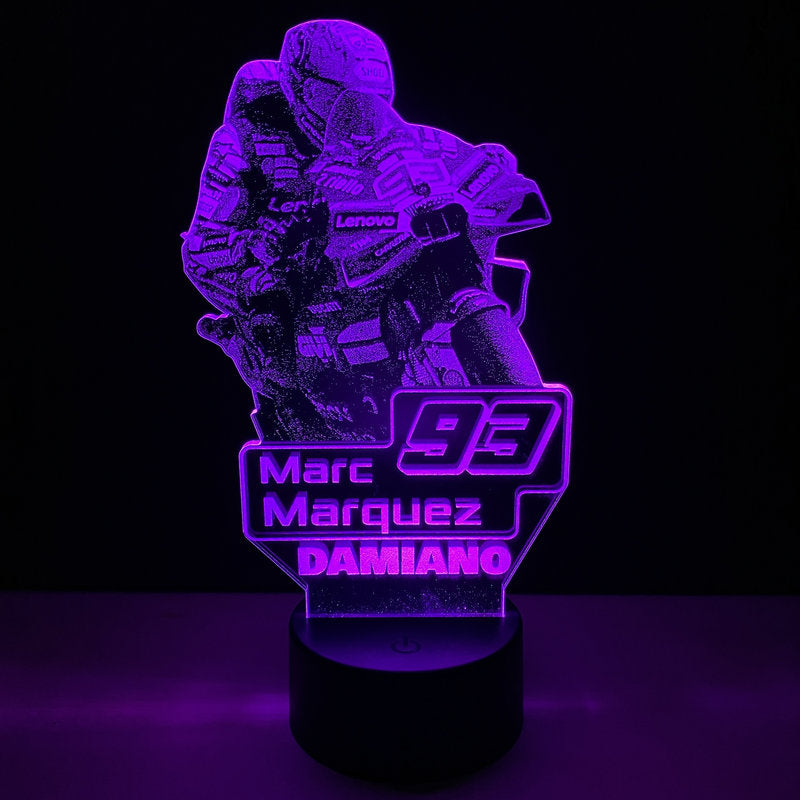 Lampada LED Marc Marquez Personalizzata con Nome – Idea Regalo MotoGP
