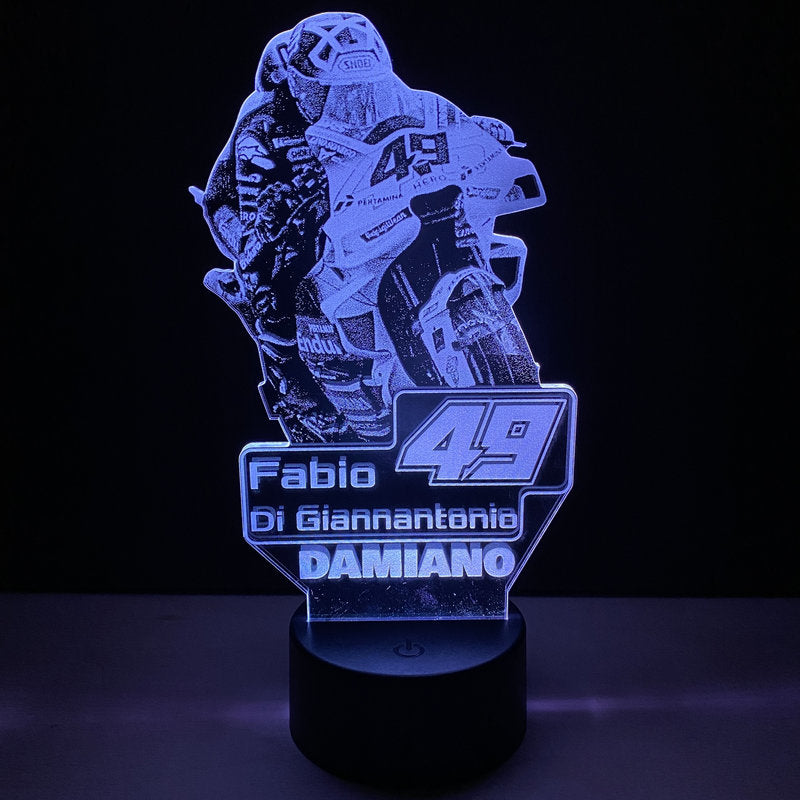 Lampada LED Fabio Di Giannantonio Personalizzata con Nome – Idea Regalo MotoGP