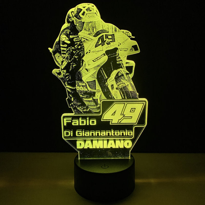 Lampada LED Fabio Di Giannantonio Personalizzata con Nome – Idea Regalo MotoGP