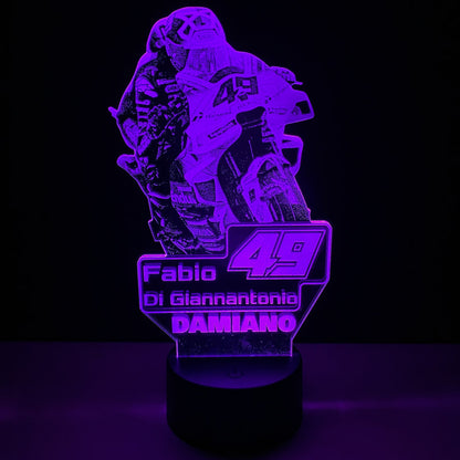 Lampada LED Fabio Di Giannantonio Personalizzata con Nome – Idea Regalo MotoGP
