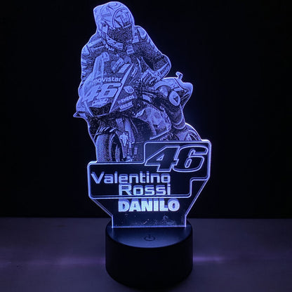 Lampada LED Valentino Rossi Personalizzata con Nome – Idea Regalo MotoGP