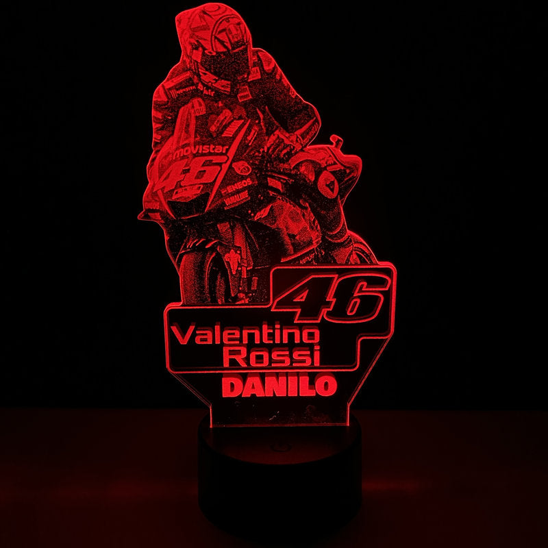 Lampada LED Valentino Rossi Personalizzata con Nome – Idea Regalo MotoGP