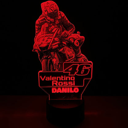 Lampada LED Valentino Rossi Personalizzata con Nome – Idea Regalo MotoGP