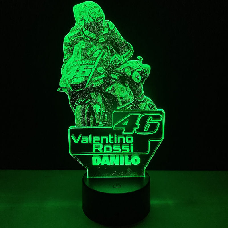 Lampada LED Valentino Rossi Personalizzata con Nome – Idea Regalo MotoGP
