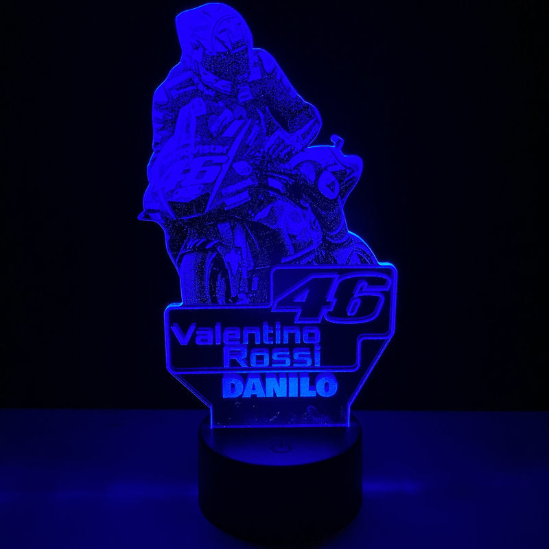 Lampada LED Valentino Rossi Personalizzata con Nome – Idea Regalo MotoGP