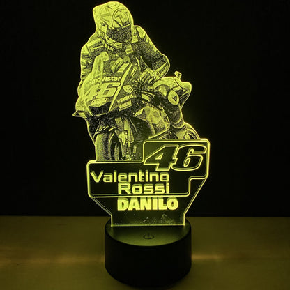 Lampada LED Valentino Rossi Personalizzata con Nome – Idea Regalo MotoGP