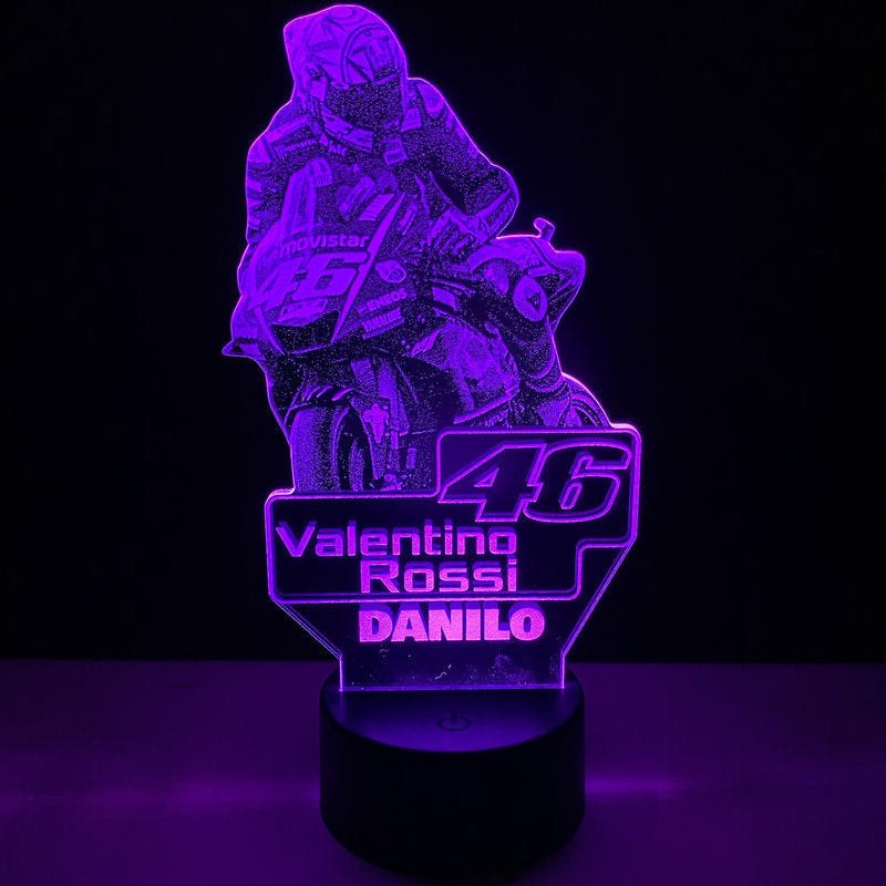 Lampada LED Valentino Rossi Personalizzata con Nome – Idea Regalo MotoGP