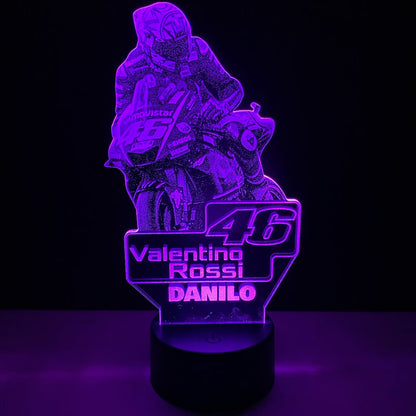 Lampada LED Valentino Rossi Personalizzata con Nome – Idea Regalo MotoGP