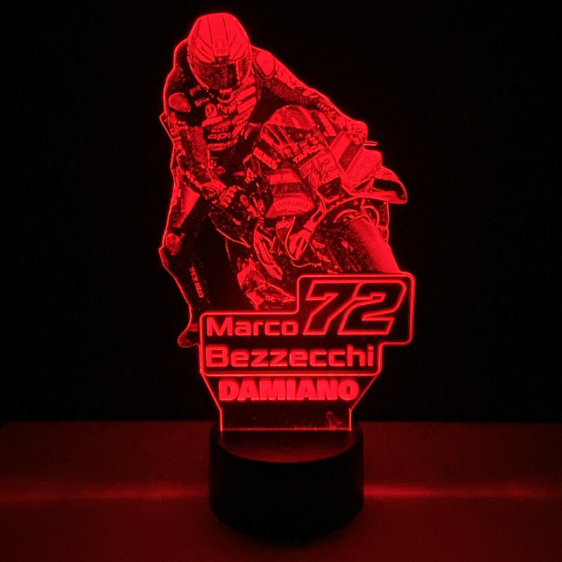 Lampada LED Marco Bezzecchi Personalizzata con Nome – Idea Regalo MotoGP