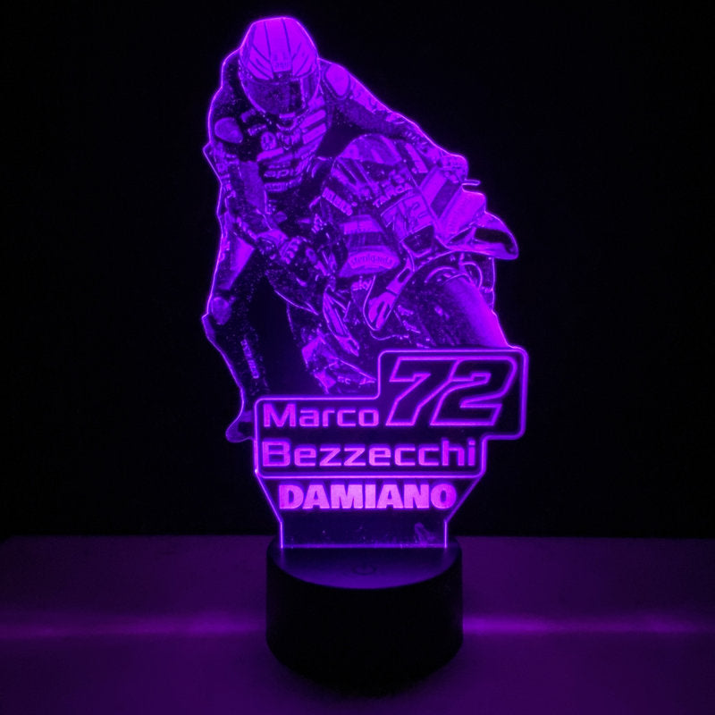 Lampada LED Marco Bezzecchi Personalizzata con Nome – Idea Regalo MotoGP