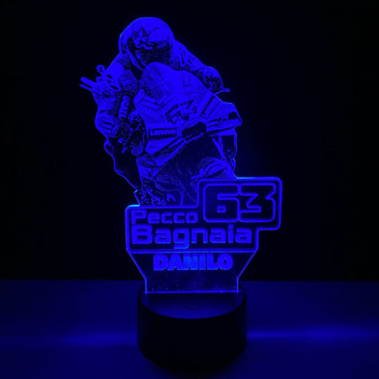 Lampada LED Pecco Bagnaia Personalizzata con Nome – Idea Regalo MotoGP