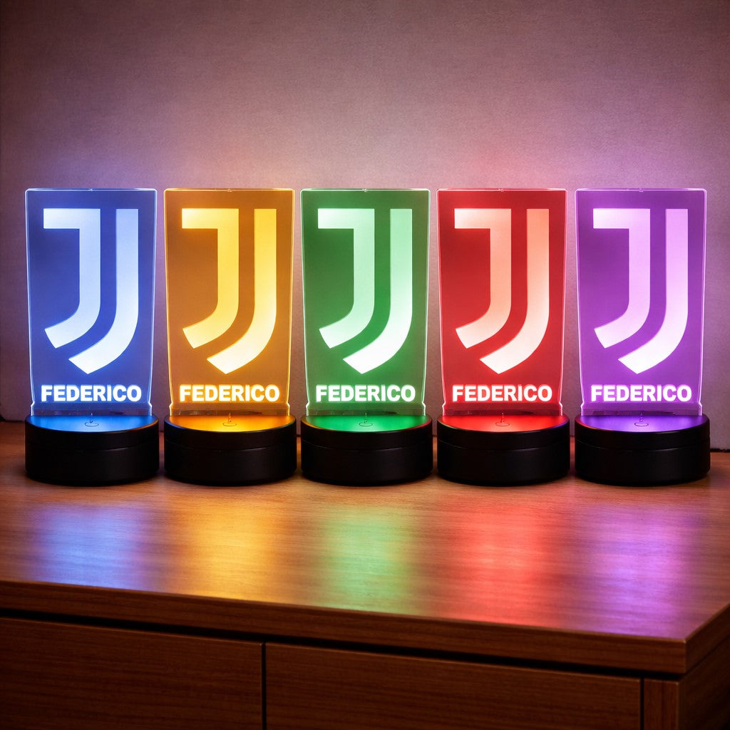 Lampada Led Calcio - JUVENTUS - Personalizzata con NOME