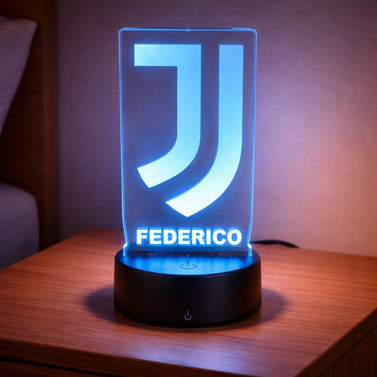 Lampada Led Calcio - JUVENTUS - Personalizzata con NOME