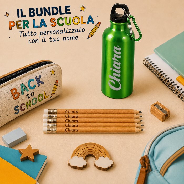 Bundle Kit Matite+Righello+Borraccia Personalizzati