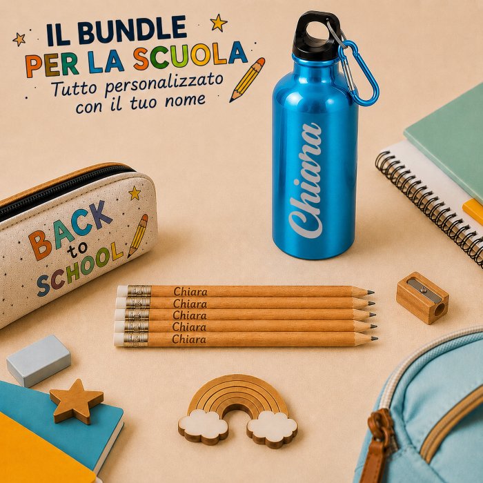 Bundle Kit Matite+Righello+Borraccia Personalizzati