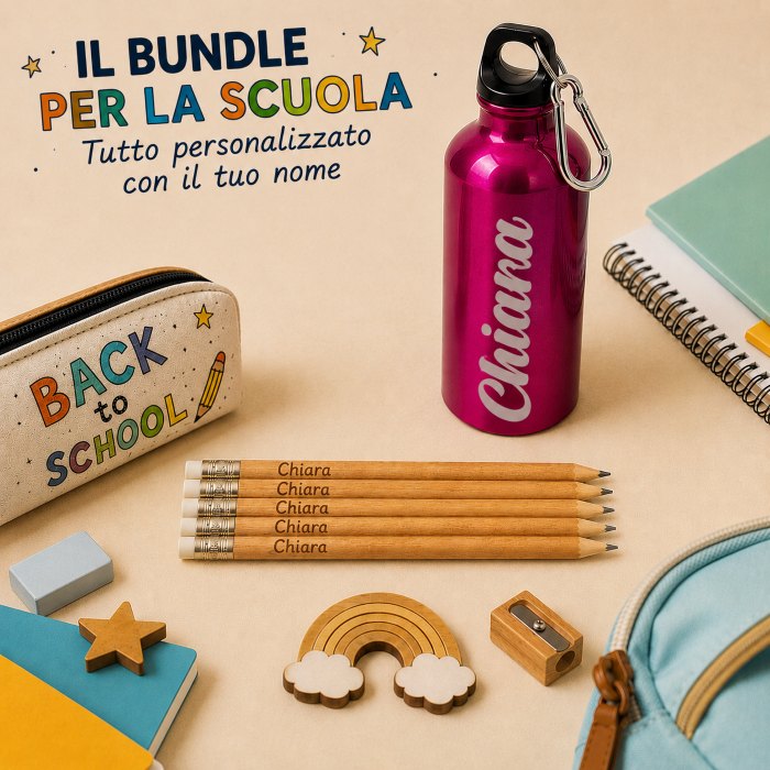 Bundle Kit Matite+Righello+Borraccia Personalizzati