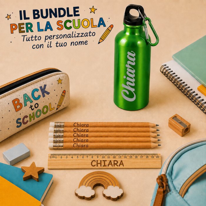Bundle Kit Matite+Righello+Borraccia Personalizzati
