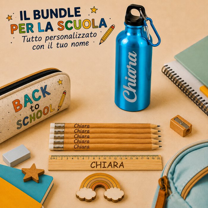 Bundle Kit Matite+Righello+Borraccia Personalizzati